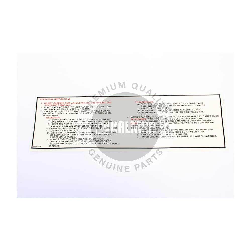 Kalmar Ottawa Decal Instructions Terminal Tr - 90002148 - Stickers & Decals for yard trucks SKU 90002148